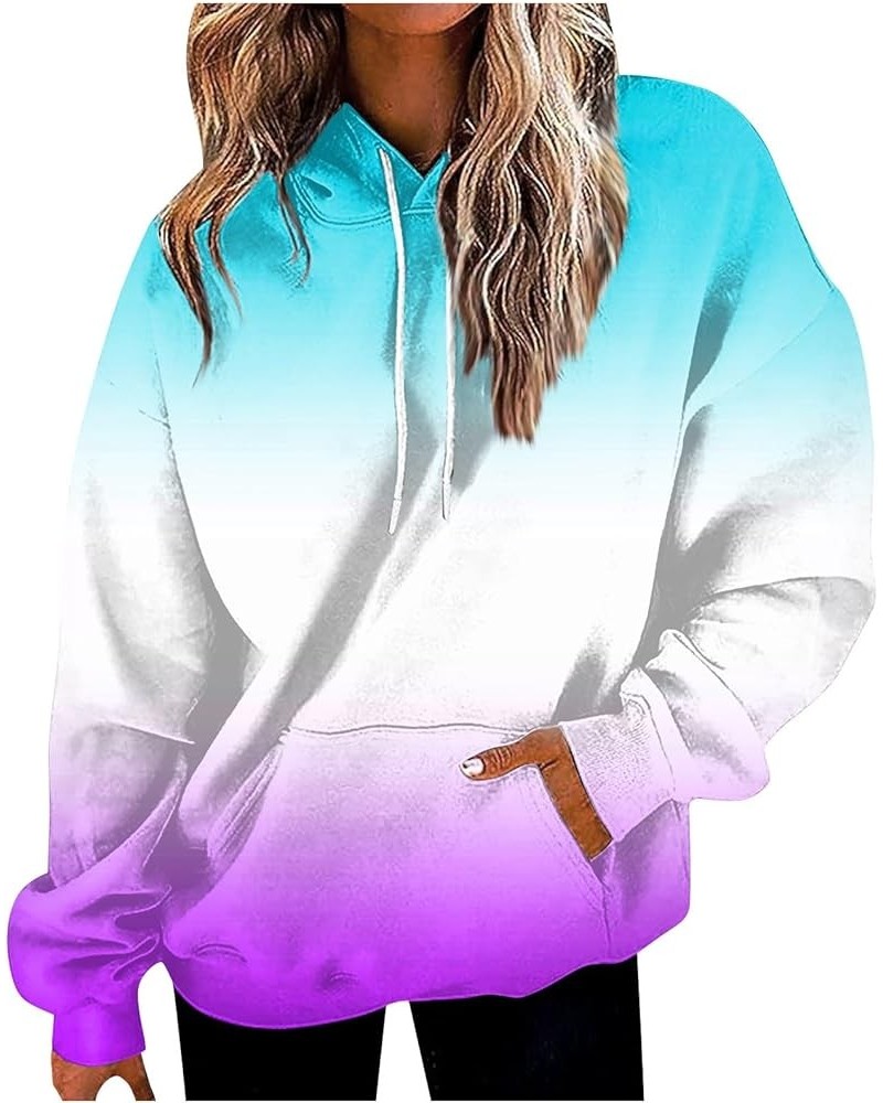 Women's Fall Fashion 2023 Hoodies Daily Versatile Crewneck Sweatshirts Long Sleeve Gradient Top Sweatshirts, S-5XL 2-light Pu...