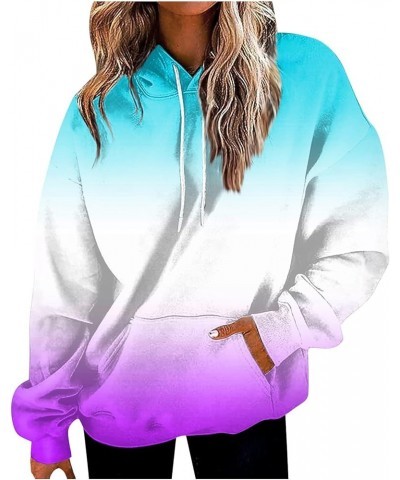 Women's Fall Fashion 2023 Hoodies Daily Versatile Crewneck Sweatshirts Long Sleeve Gradient Top Sweatshirts, S-5XL 2-light Pu...