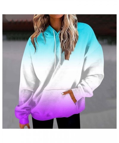 Women's Fall Fashion 2023 Hoodies Daily Versatile Crewneck Sweatshirts Long Sleeve Gradient Top Sweatshirts, S-5XL 2-light Pu...