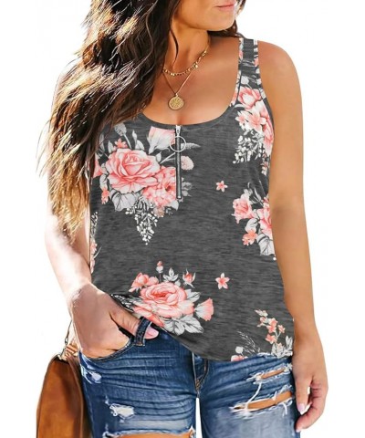 Plus Size Tank Tops for Women Summer Pullover Color Block Sleeveless T Shirt Neck Basic Shirt XL-5XL A39e-flower $14.03 Tops