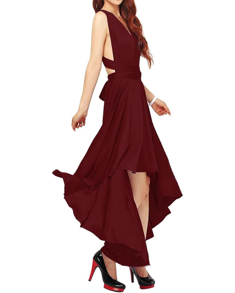 Womens Transformer Evening Dress Maxi Cocktail Wrap Convertible Multi Way Floor Long Formal Gown Burgundy-high Low $13.24 Dre...