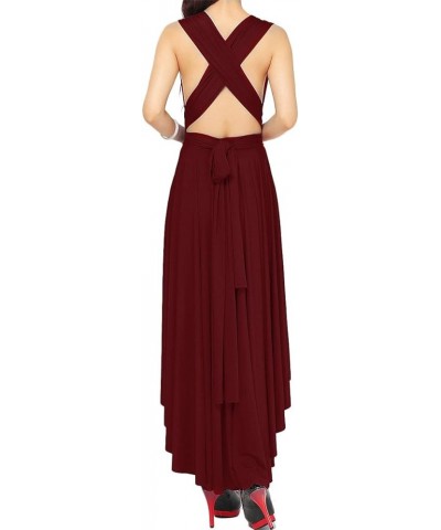 Womens Transformer Evening Dress Maxi Cocktail Wrap Convertible Multi Way Floor Long Formal Gown Burgundy-high Low $13.24 Dre...