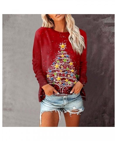 2024 Valentine's Day Long Sleeve Shirts Women Cute Heart Tops Casual Loose Fit T-Shirts Holiday Trendy Dressy Blouses 4-red $...