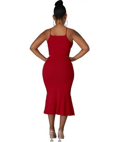 Sexy Sweater Dress for Women Casual Long Sleeve Ribbed Knit Stretchy Pullover Dresses Split Red/Straps $20.25 Sweaters