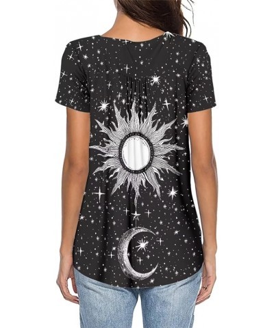 Womens Tops Short Sleeve Clothes Teen Girls Tunic A Galaxy Moon $11.07 Tops