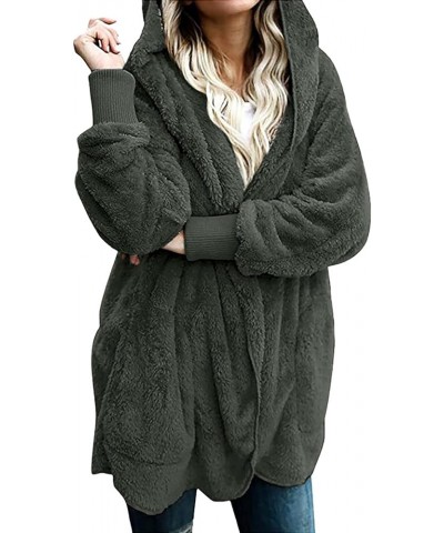 Womens Fleece Teddy Coats 2023 Trendy Hooded Winter Jacket Shaggy Faux Sherpa Cardigans Fashion Warm Clothes J01-army Green $...