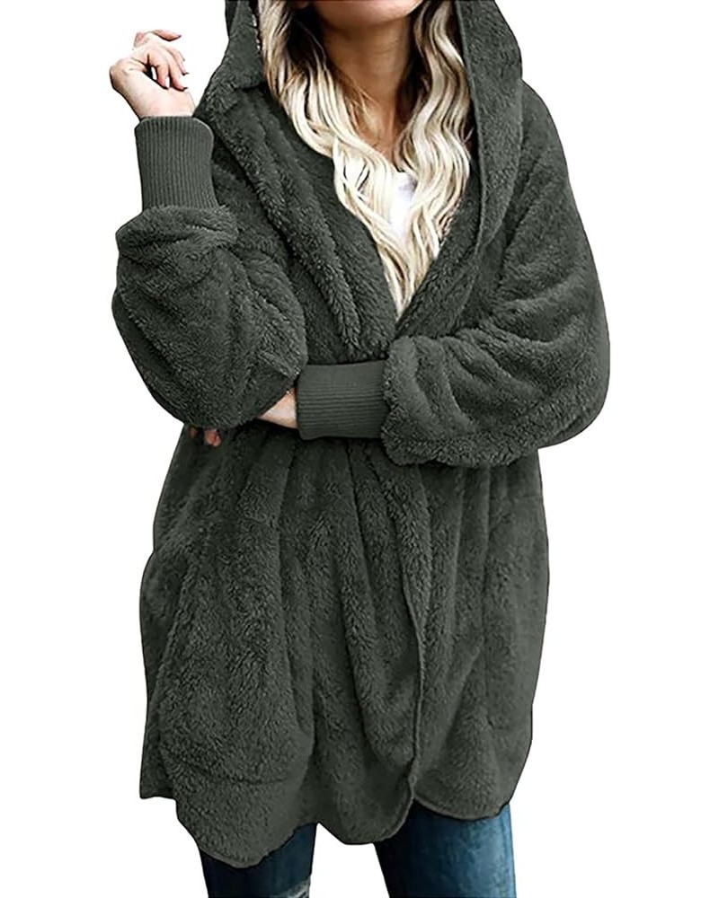 Womens Fleece Teddy Coats 2023 Trendy Hooded Winter Jacket Shaggy Faux Sherpa Cardigans Fashion Warm Clothes J01-army Green $...