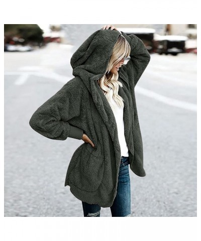 Womens Fleece Teddy Coats 2023 Trendy Hooded Winter Jacket Shaggy Faux Sherpa Cardigans Fashion Warm Clothes J01-army Green $...