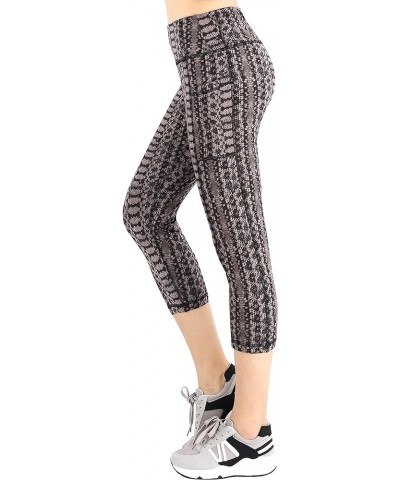 Women's Running Leggings Workout Trousers Pants with Side Pockets Printed(capri) $12.00 Activewear