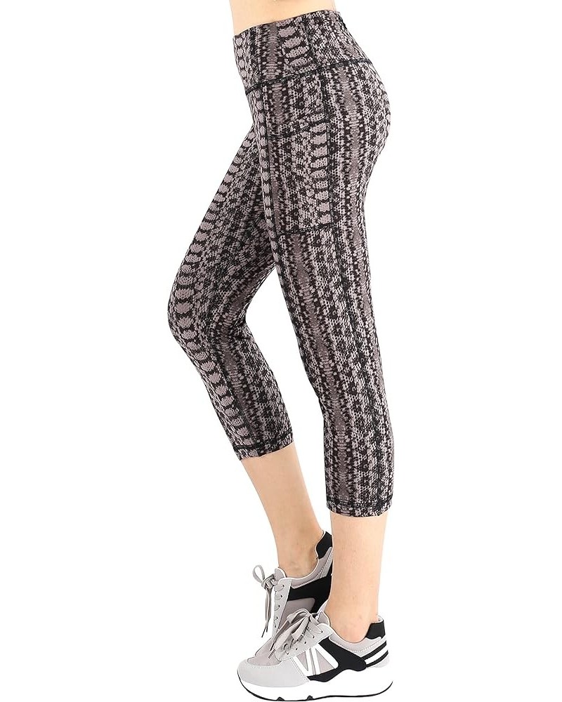 Women's Running Leggings Workout Trousers Pants with Side Pockets Printed(capri) $12.00 Activewear