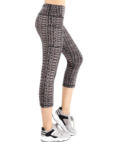 Women's Running Leggings Workout Trousers Pants with Side Pockets Printed(capri) $12.00 Activewear