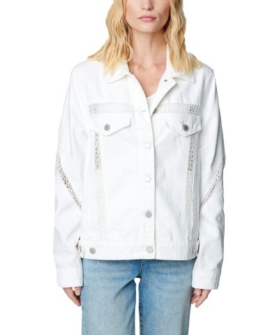 Womens Luxury Clothing Oversized Denim Jacket with Chrochet Trim Inserts, Comfortable & Stylish, Infinite Road, Large $39.17 ...