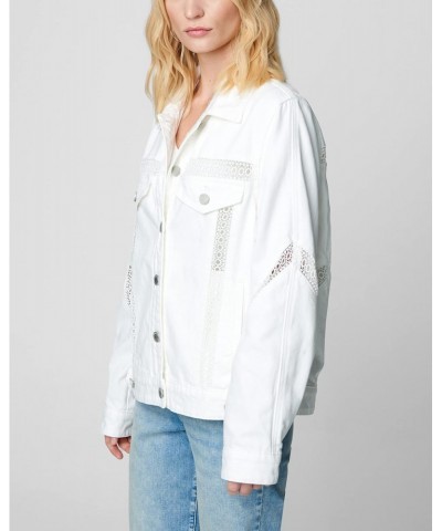 Womens Luxury Clothing Oversized Denim Jacket with Chrochet Trim Inserts, Comfortable & Stylish, Infinite Road, Large $39.17 ...