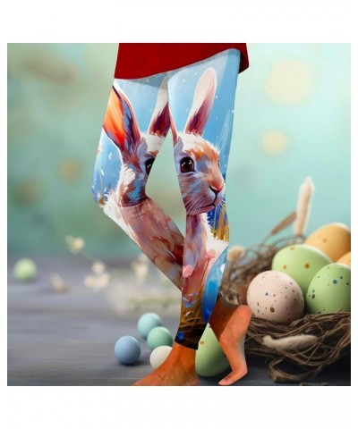 Easter Leggings for Women Cute Bunny Printed Color Block Pants Soft Comfortable Workout Going Out Pants 04 Sky Blue $8.83 Leg...